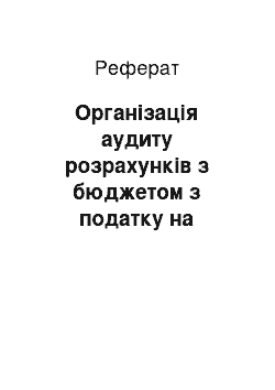 Реферат: Організація аудиту розрахунків з бюджетом з податку на прибуток