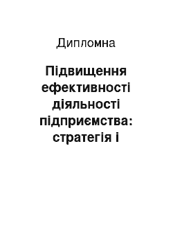 Дипломная: Підвищення ефективності діяльності підприємства: стратегія і тактика менеджменту