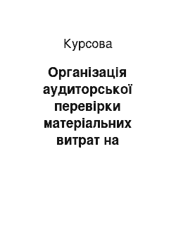 Курсовая: Організація аудиторської перевірки матеріальних витрат на виготовлення продукції