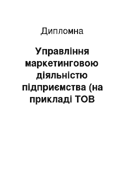 Дипломная: Управління маркетинговою діяльністю підприємства (на прикладі ТОВ «Місто-Д»)