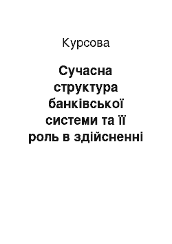 Курсовая: Сучасна структура банківської системи та її роль в здійсненні державної грошово-кредитної політики