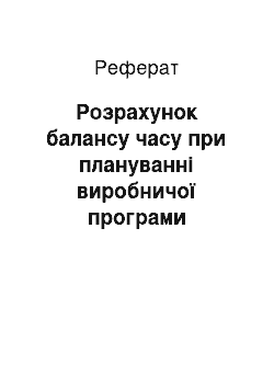 Реферат: Розрахунок балансу часу при плануванні виробничої програми