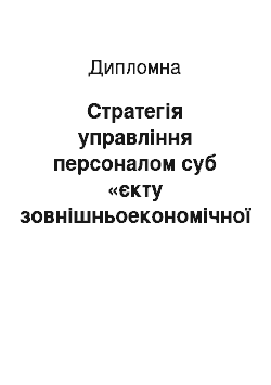 Дипломная: Стратегія управління персоналом суб «єкту зовнішньоекономічної діяльності (на базі матеріалів зовнішньоекономічної діяльності приватного підприємства ПП» Пр