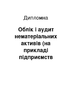 Дипломная: Облік і аудит нематеріальних активів (на прикладі підприємств харчової промисловості)