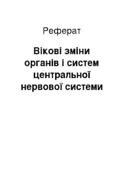 Реферат: Вікові зміни органів і систем центральної нервової системи