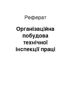 Реферат: Організаційна побудова технічної інспекції праці