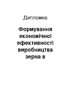 Дипломная: Формування економiчної ефективностi виробництва зерна в господарствi (ТОВ Великоглибочецьке)