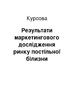 Курсовая: Результати маркетингового дослідження ринку постільної білизни