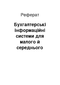 Реферат: Бухгалтерські інформаційні системи для малого й середнього бізнесу