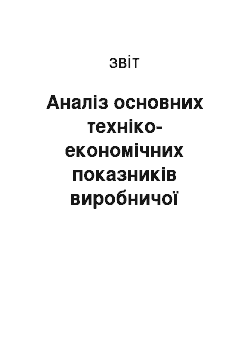 Отчёт: Аналіз основних техніко-економічних показників виробничої діяльності підприємства