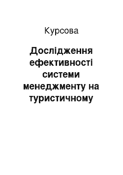 Курсовая: Дослідження ефективності системи менеджменту на туристичному підприємстві