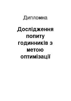 Дипломная: Дослідження попиту годинників з метою оптимізації номенклатури на прикладі фірми «Годинникар»