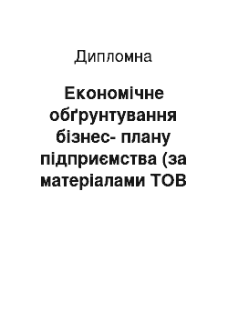 Дипломная: Економічне обґрунтування бізнес-плану підприємства (за матеріалами ТОВ «ДКБ» РОТЕКС" м. Київ)