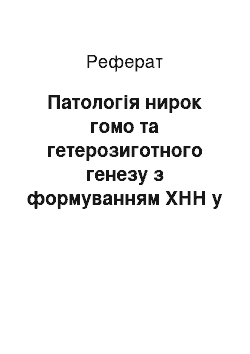 Реферат: Патологія нирок гомо та гетерозиготного генезу з формуванням ХНН у різному віці