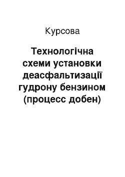 Курсовая: Технологічна схеми установки деасфальтизації гудрону бензином (процесс добен)