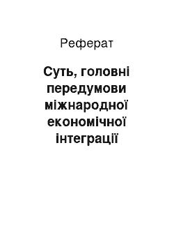 Реферат: Суть, головні передумови міжнародної економічної інтеграції