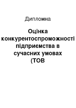 Дипломная: Оцінка конкурентоспроможності підприємства в сучасних умовах (ТОВ «Сілікатчик», м. Дніпропетровськ)