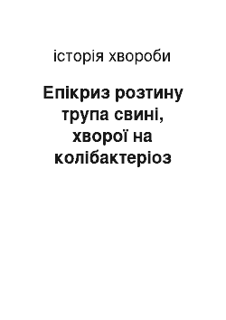 История болезни: Епікриз розтину трупа свині, хворої на колібактеріоз