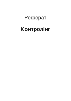 Реферат: Контролінг