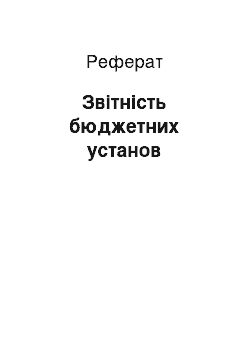 Реферат: Звітність бюджетних установ