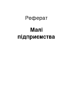 Реферат: Малые предприятия