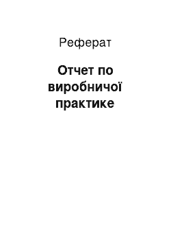 Реферат: Отчет по виробничої практике