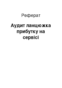 Реферат: Аудит ланцюжка прибутку на сервісі