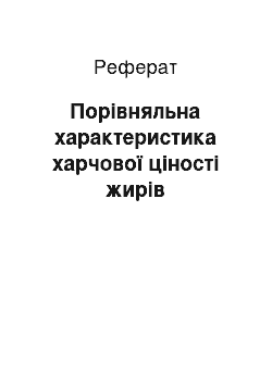 Реферат: Порівняльна характеристика харчової ціності жирів