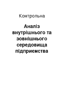 Контрольная: Аналіз внутрішнього та зовнішнього середовища підприємства