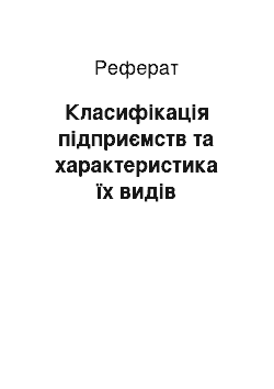 Реферат: Класифікація підприємств та характеристика їх видів