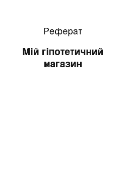 Реферат: Мій гіпотетичний магазин