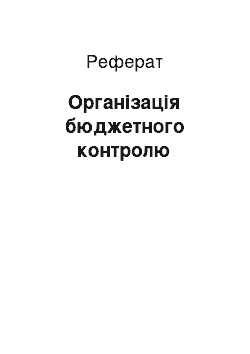 Реферат: Организация бюджетного контроля