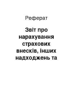 Реферат: Звіт про нарахування страхових внесків, інших надходжень та витрачання коштів пенсійного фонду