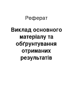 Реферат: Виклад основного матеріалу та обґрунтування отриманих результатів дослідження