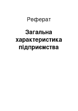 Реферат: Загальна характеристика підприємства