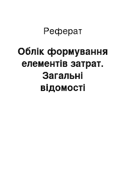 Реферат: Облік формування елементів затрат. Загальні відомості