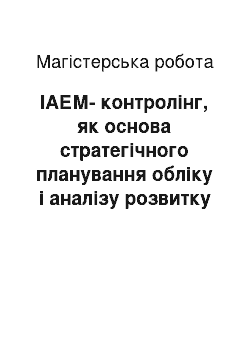 Магистерская работа: IАЕМ-контролiнг, як основа стратегiчного планування облiку i аналiзу розвитку пiдприємства