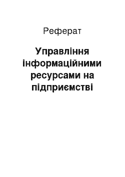 Реферат: Управління інформаційними ресурсами на підприємстві