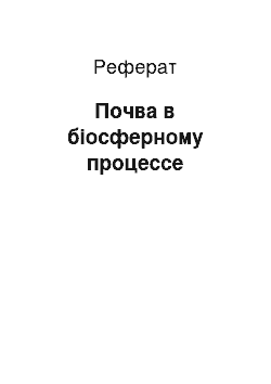 Реферат: Почва в біосферному процессе