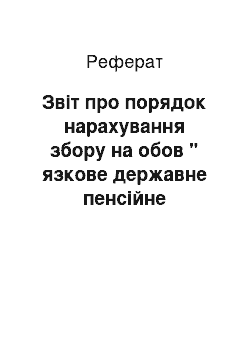 Реферат: Звіт про порядок нарахування збору на обов " язкове державне пенсійне страхування та витрачання коштів Пенсійного фонду