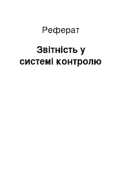 Реферат: Звітність у системі контролю