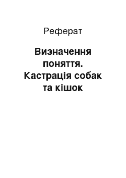 Реферат: Визначення поняття. Кастрація собак та кішок