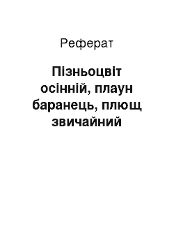 Реферат: Пізньоцвіт осінній, плаун баранець, плющ звичайний