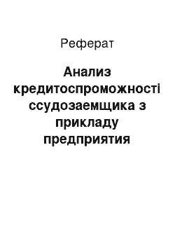 Реферат: Анализ кредитоспроможності ссудозаемщика з прикладу предприятия