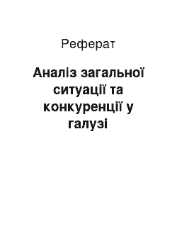 Реферат: Анализ общей ситуации и конкуренции в отрасли