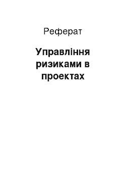 Реферат: Управління ризиками в проектах