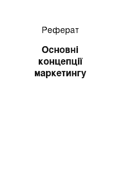 Реферат: Основні концепції маркетингу