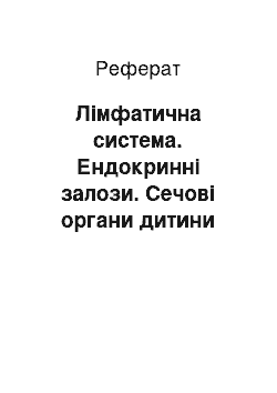 Реферат: Лімфатична система. Ендокринні залози. Сечові органи дитини