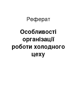 Реферат: Особливості організації роботи холодного цеху