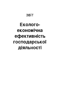 Отчёт: Еколого-економічна ефективність господарської діяльності підприємства